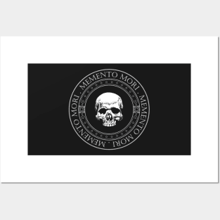 Memento Mori III - Memento Mori Skull Logo - Skeleton Art - Latin Phrase Quotes Posters and Art